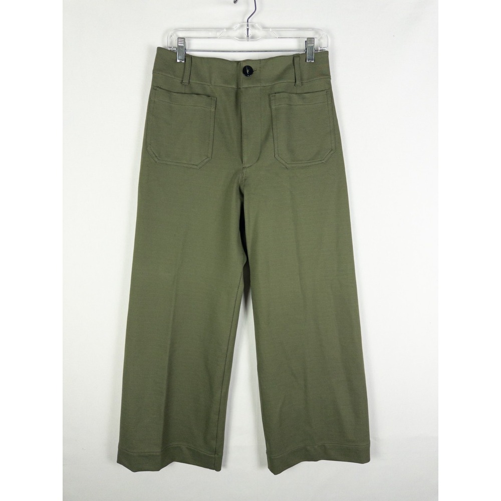 Maeve Anthropologie The Colette Pants Womens 30 Olive Green Wide Leg Crop